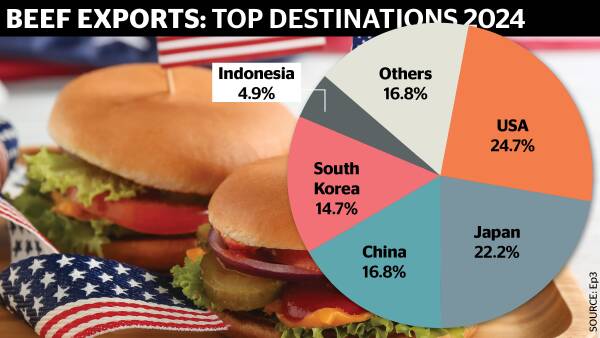 Taste for burgers in the US underpins boom in Aussie beef exports